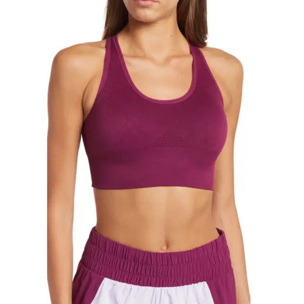 Z by Zella Seamless Crossback Sports Bra Bralette - Purple Burgundy Small